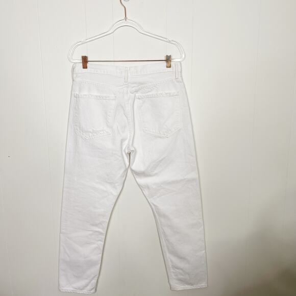 Agolde Jamie High Rise Classic Jeans 31 Pitch White Distressed Button Fly Cotton - Picture 2 of 12